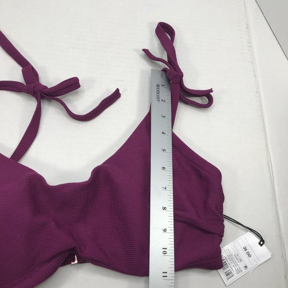 Shade And Shore Women's Sz. 36DD Tie Strap Textured Bralette Bikini Swim Top New - Picture 11 of 13